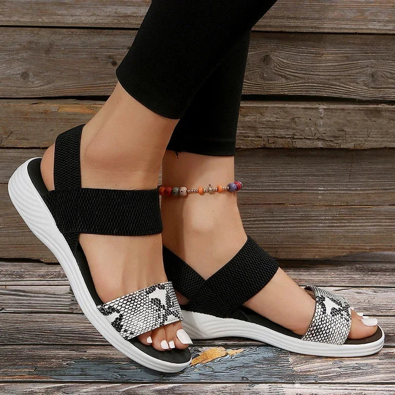 Snakeskin Print Wedge Sandals for Women Summer 2025 Fashion Non Slip Beach Shoes Woman Lightweight Causal Sports Sandalias Mujer