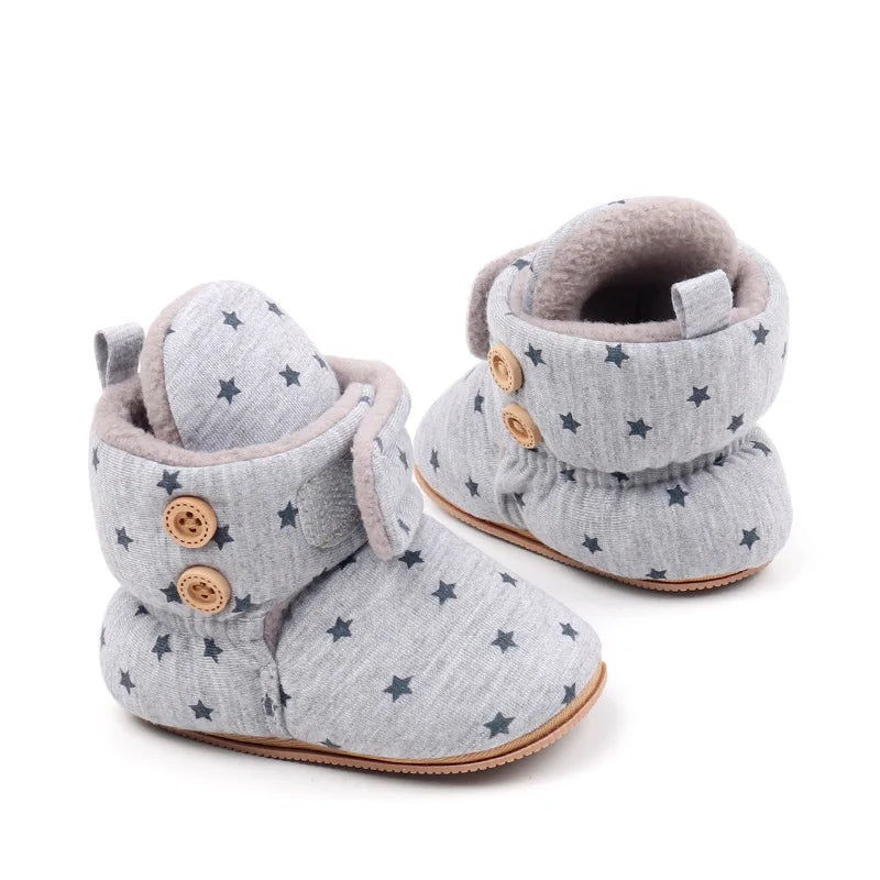 2024 Winter Baby Boots, Infant Girls Boys Warm Fashion Solid Shoes with Fuzzy Balls First Walkers Kid Shoes 0-18M High Quality
