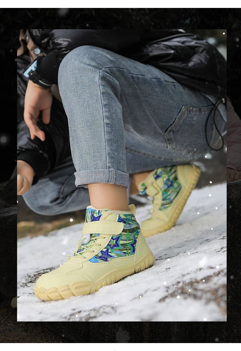 New Parent-child Winter Boots Men and Women Snow BareFoot Outdoor Non-slip Warm Fur Casual Boys/girls Sneakers Kid's Ankle Boots
