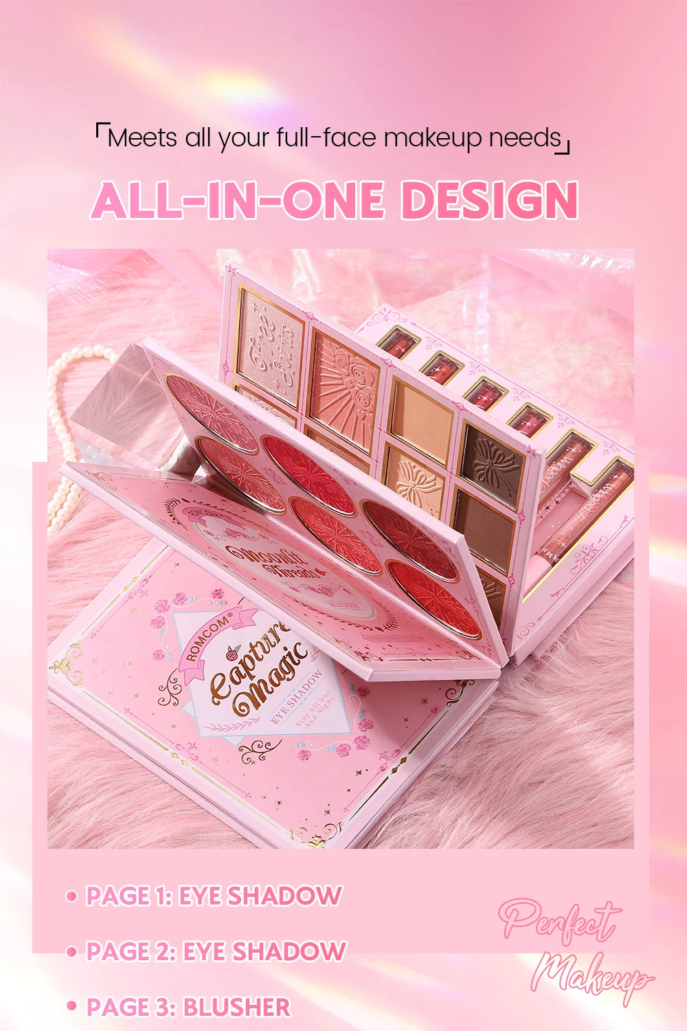 5 Layers All In One Makeup Book Palette,48 Eyeshadow+6 Blush+Contour Highlight Brow Pomade+6 Lipstick Full Face Makeup Kit