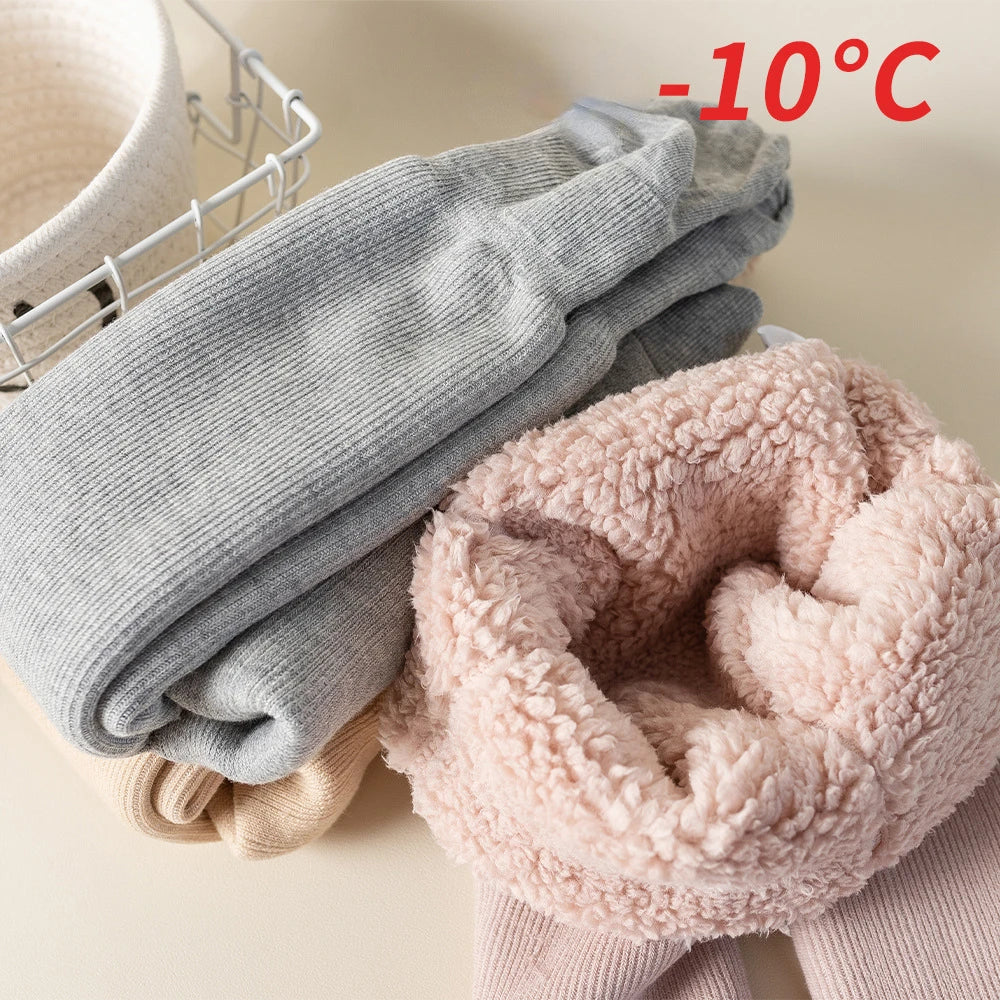 -10degrees Winter toddler kids velvet thicken leggings baby girls outwear plus velvet padded warm lamb cashmere baby pants