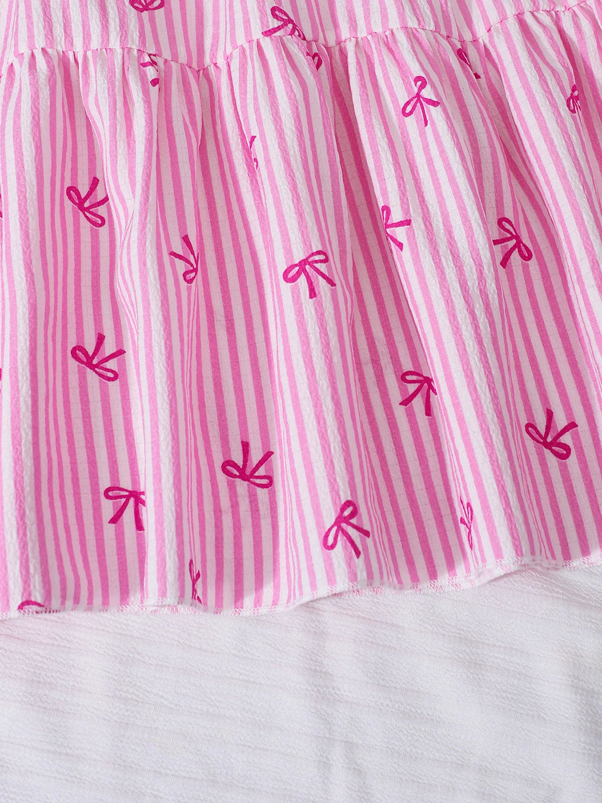 Girls' Skirt Bow Printed Striped Design with Large Hem for Ages 8-12