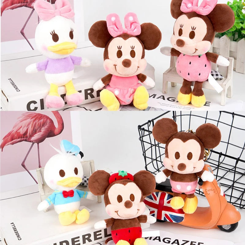 Cute Disney Mickey Mouse Minnie Plush Keychain Dolls Donald Duck Daisy Soft Stuffed Key Chain Toy