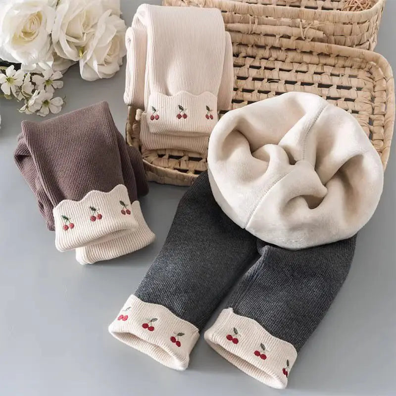 Girls' Autumn and Winter New Leggings Toddler Kids Korean Version Velvet Fashionable Elastic Cartoon Legging Pants for Children