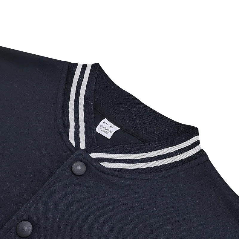 Men's baseball jacket autumn and winter fleece American solid color loose casual stand-up collar single-breasted flight jacket