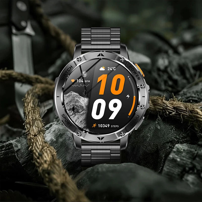 Smart Watch 1400mAh Battery 1.7'' IPS Screen 120+ Sports SOS Strobe Alarm IPX8 Waterproof LED Light BT Call Men Women Xmas Gift