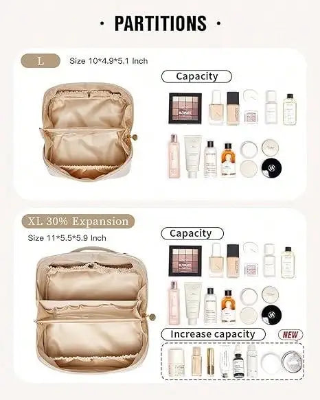 Large Travel Cosmetic Bag for Women Leather Makeup Organizer Female Toiletry Kit Bags Make Up Case Storage Pouch Luxury Lady Box