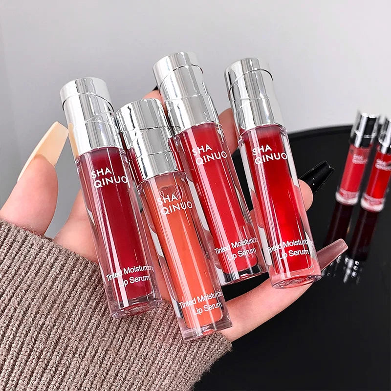 SHAQINUO Tinted Lip Serum 2.6g Deep Moisturizing Hydrating Tinted Lip Gloss Watery Glossy Mirror Finish Natural Nude Makeup