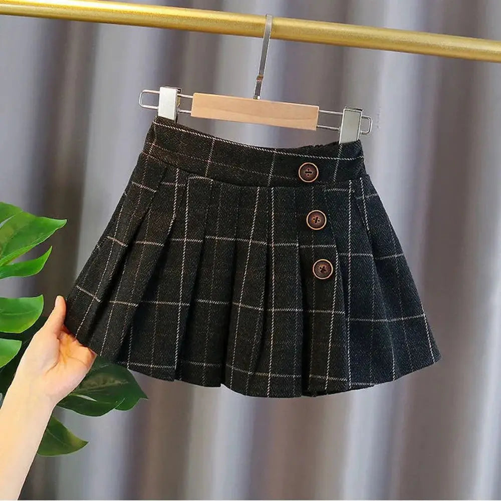 Autumn Kids A Line Skirt for Girls Button Novelty Skirts Toddler Teens Children Velvet Winter Clothes Girl