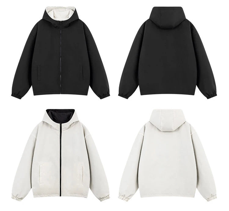 Womens Hooded Reversible Jackets 2025 Windbreaker Women Jackets Basic Coats Zipper Fashion Lightweight Jackets Famale Outerwears