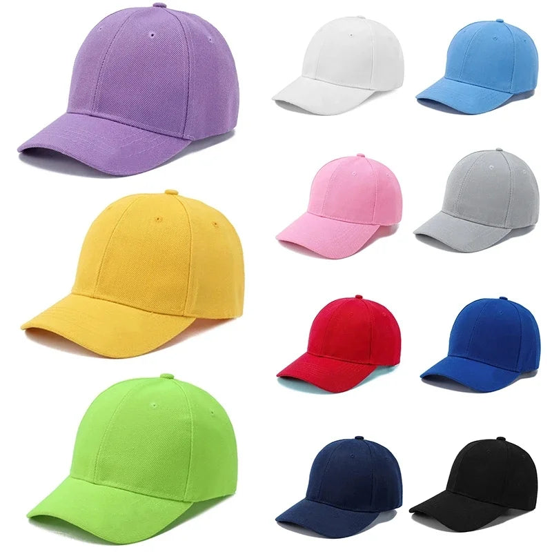 Kids Snap Back Baseball Cap Solid Color Spring Summer Hip Hop Boy Hats Sun Caps Adjustable Breathable Outdoor Travel Kids Hats