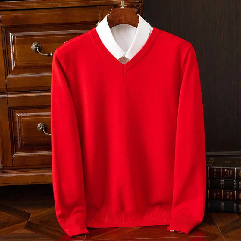 Super Cashmere Sweater Men Thick Pullover Autumn Winter Warm Classic V-neck Clothes Male Jumper Jersey Hombre Pull Homme 4XL