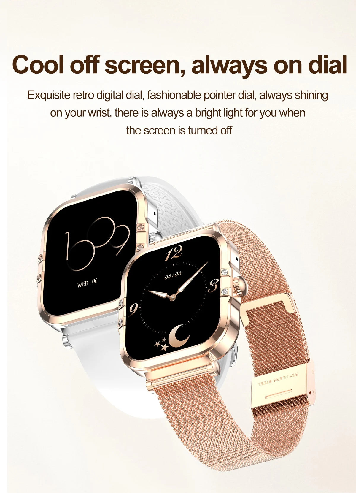 2026 best-selling women's smart watch, 1.75in, AMOLED HD screen, voice control, NFC, breathing exercises, women's health, SOS