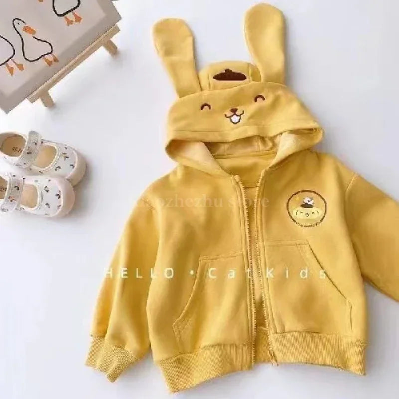 Sudadera Sanrio para niños con capucha Kawaii My Melody Kuromi Cinnamoroll cremallera abrigo cálido de manga larga Purin felpa niñas Sudadera con capucha regalo