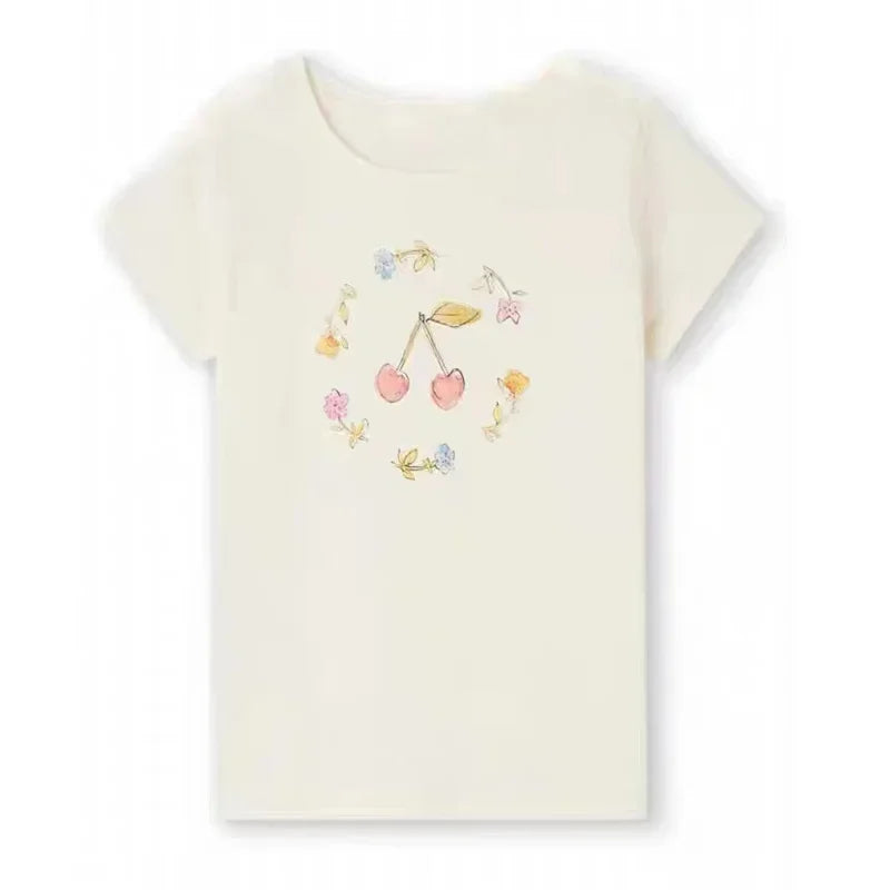 Pre-sale(ship March) 2024 BP Autumn Baby Girls Clothes Embroidered Knitted Cherry T-shirt Cotton Short Shirts Baby Clothes