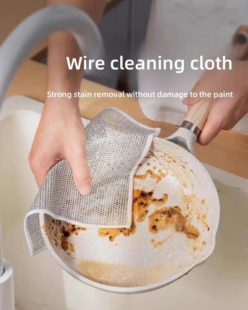 20/1pcs Magic Cleaning Cloth Thickened Double -sided Metal Steel Wire Rags Kitchen Dish Pot Washdishing Cloths Towel Clean Tools