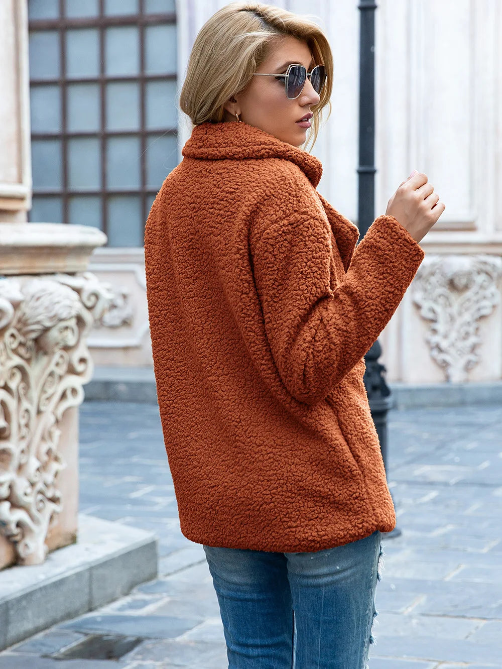 Elegant Faux Fur Cardigan Cashmere Women Coat Autumn Winter Warm Solid Women Jackets Plush Overcoat Casual Teddy Outerwear 22942