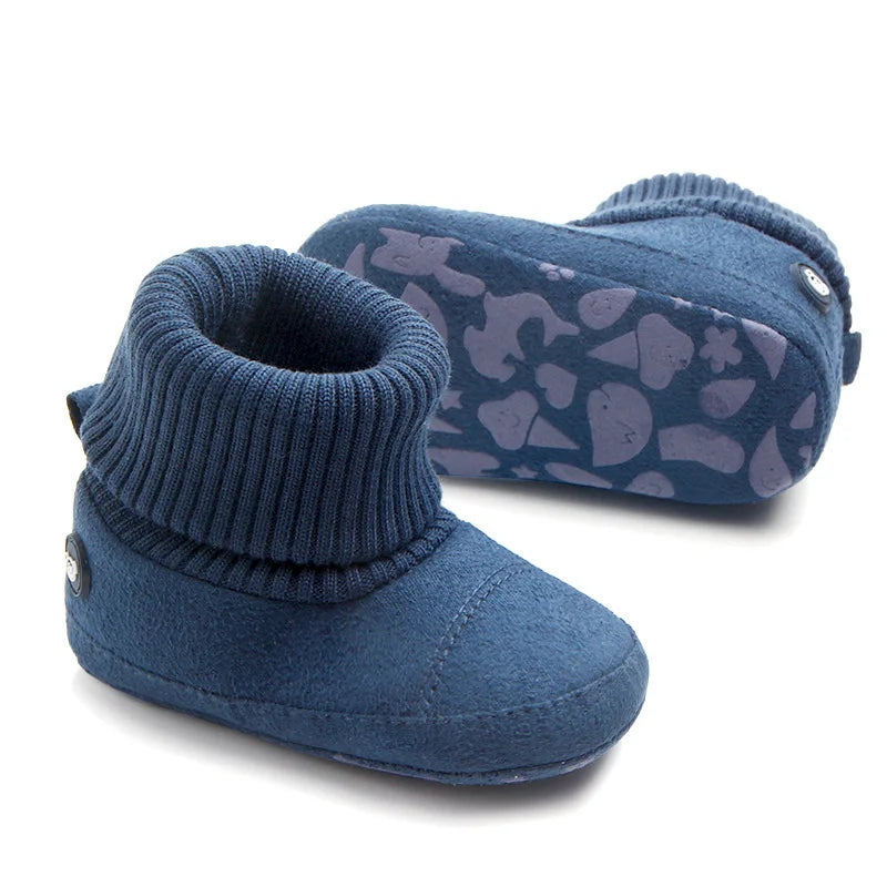2024 Winter Baby Boots, Infant Girls Boys Warm Fashion Solid Shoes with Fuzzy Balls First Walkers Kid Shoes 0-18M High Quality