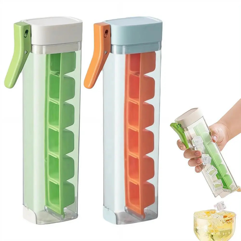 Food Grade Silicone Ice Cube Mold with One‑Press Storage Box Whiskey Ice Cube Maker for Home Bar Kitchen Tools