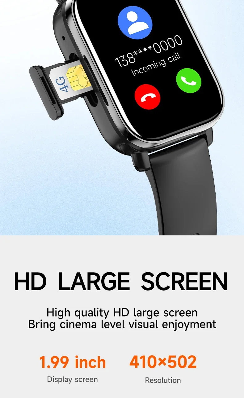 NEW I1S Smart Watch 4G SIM Card 1.9inch HD Screen with GPS WIFI Dual Camera Video Call Google Play 64G-ROM Android Smartwatch