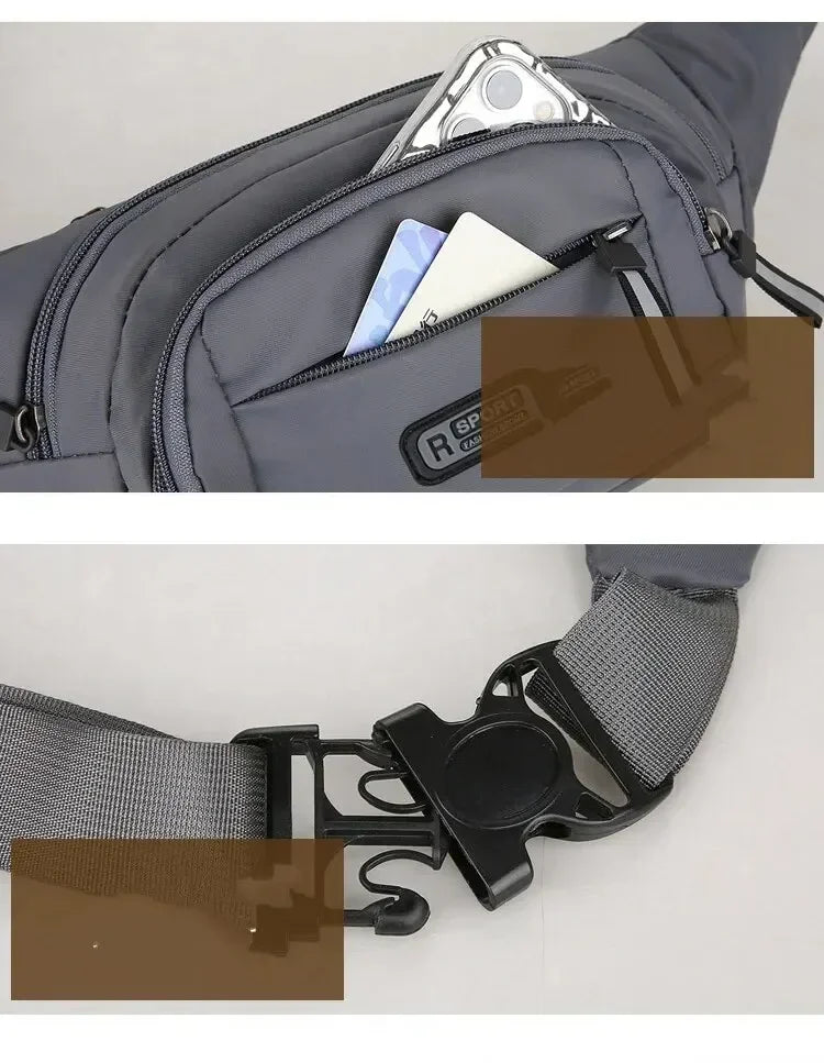 Men's Large Capacity Fitness Waist Pack Portable Anti Theft Ultra Thin Small Chest Bag Sports Outdoor Leisure Running Waist Bag