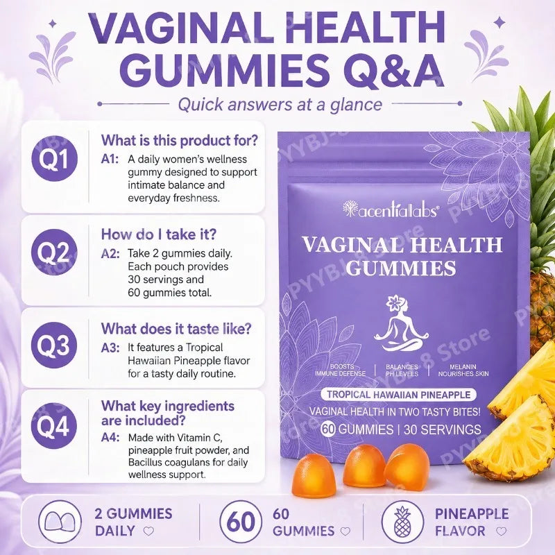 Acentiallabs Vaginal Health Gummies with Bacillus Coagulans and Vitamin C, Supports Immune Defense and PH Balance, 60 Gummies