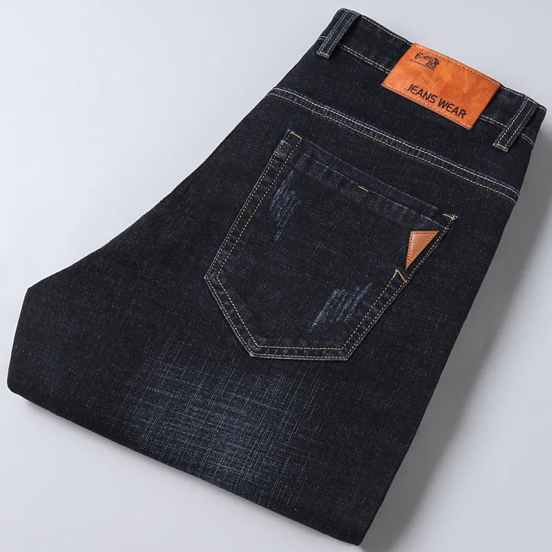 2026 NEW Men Men's Fashion Business Jeans Classic Style Casual Stretch Slim Jean Pants Male Brand Denim Trousers Black Blue Me