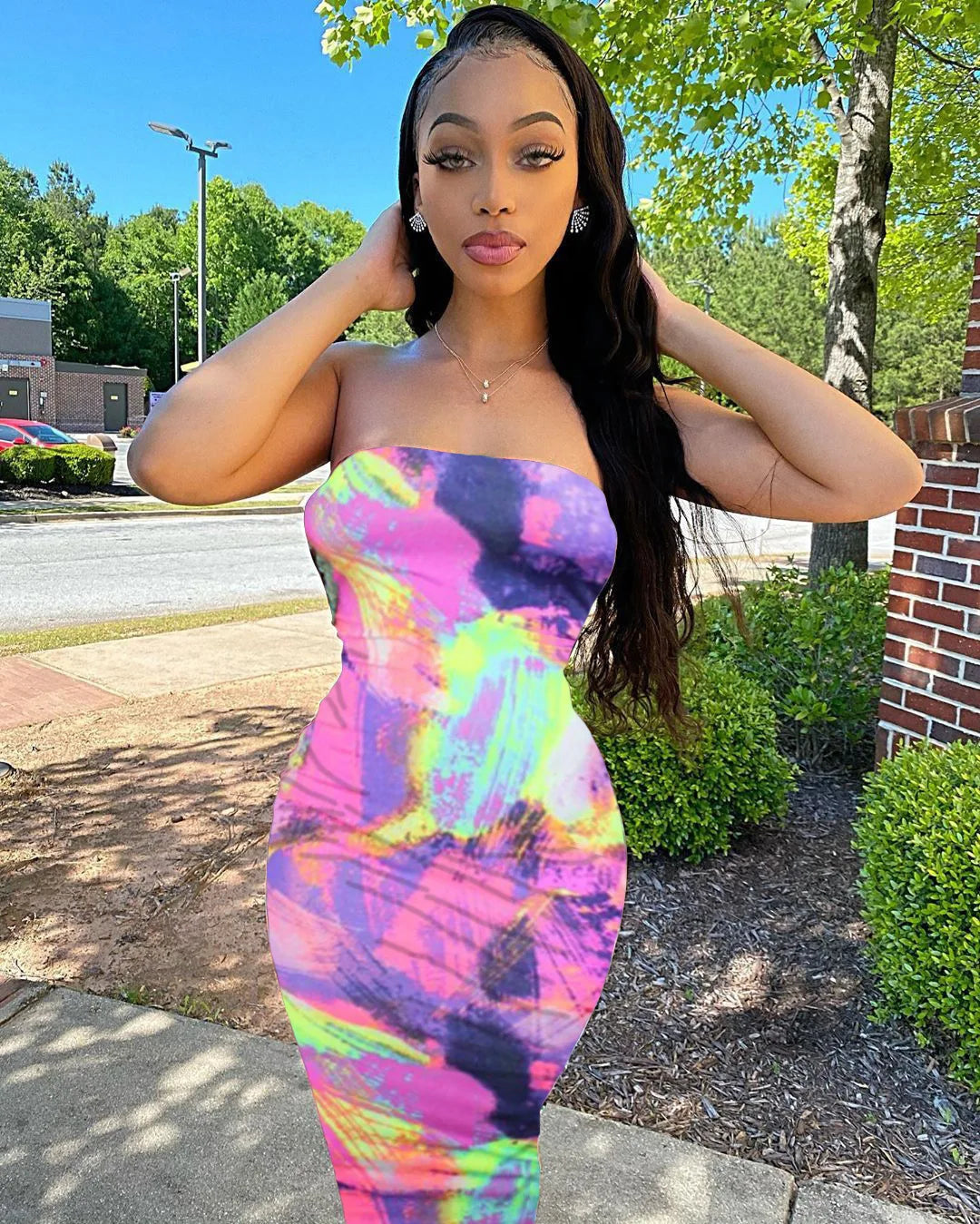 Spring And Summer Dresses For Women Chest Wrap Printed Off Shoulder Bandage Slim Sexy Long Dress New Fashion Party Long Sleeve