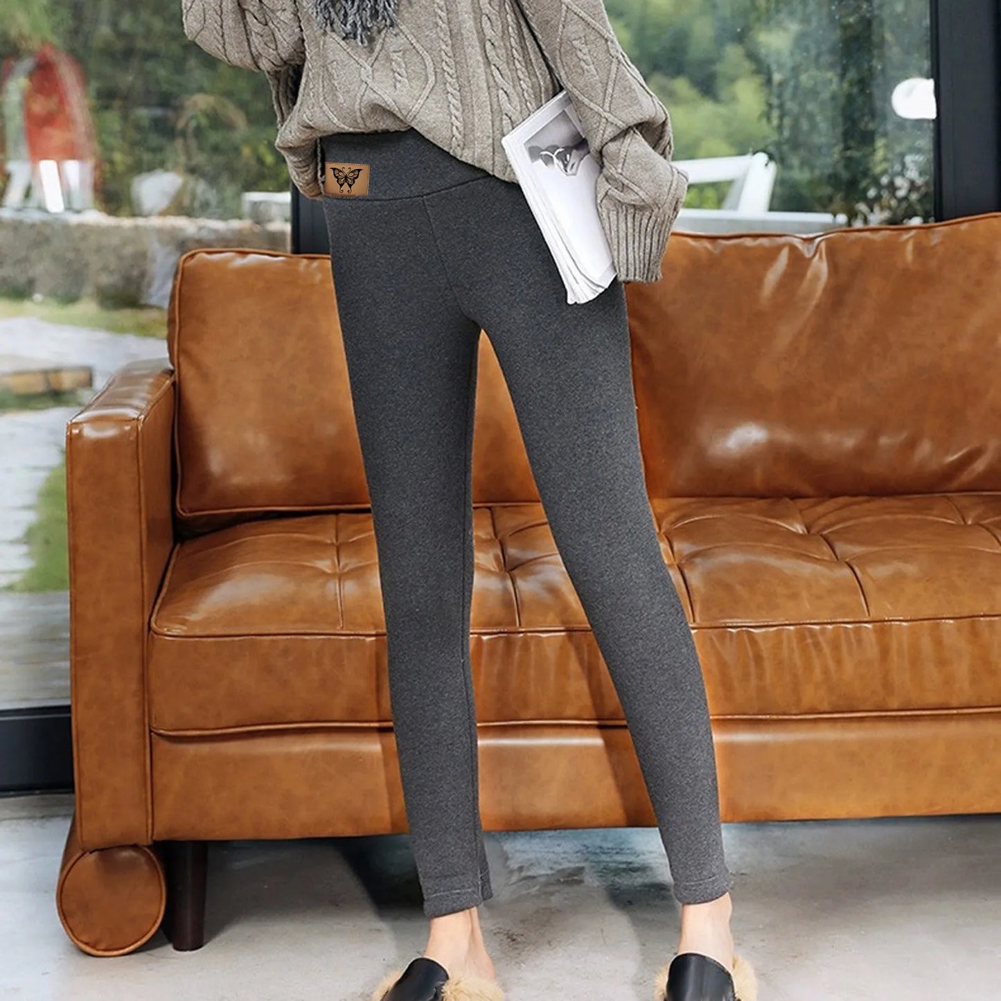 Women Winter Plus Velvet Stretch Leggings High Waist Elastic Thicken Warm Leggings Women Casual Thick Winter Leggings Trousers