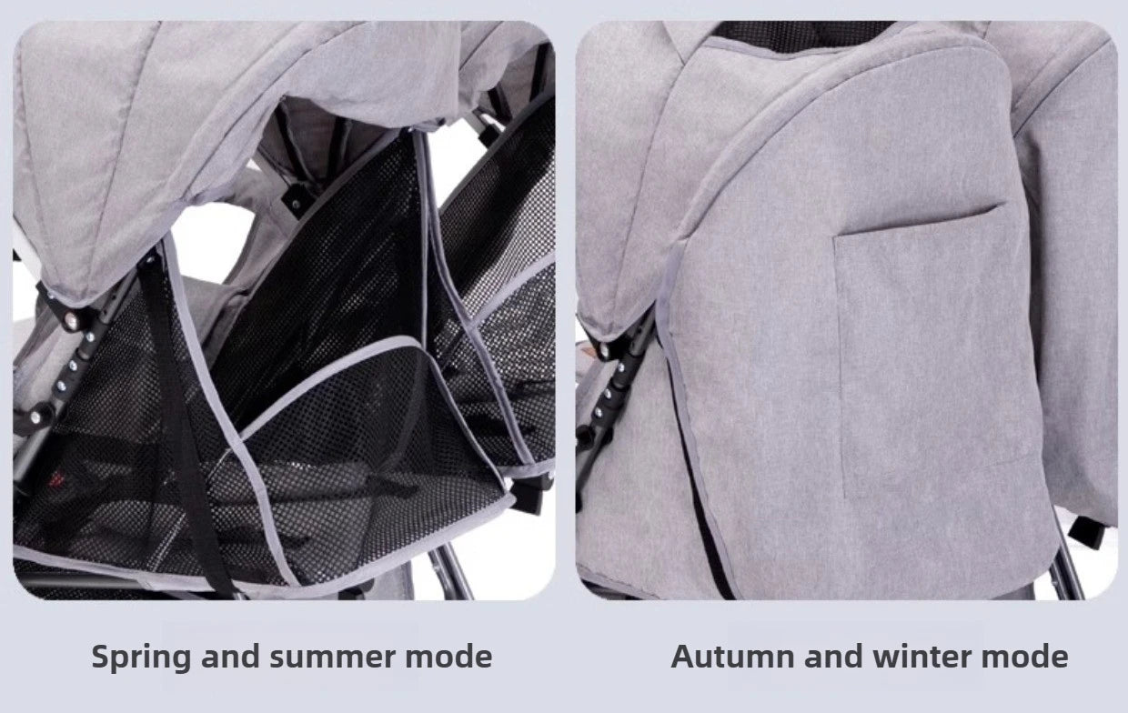 Twin Stroller, Double Seat/double Recline Stroller, Foldable, Suitable for Two People and Can Be Taken Into Elevators.