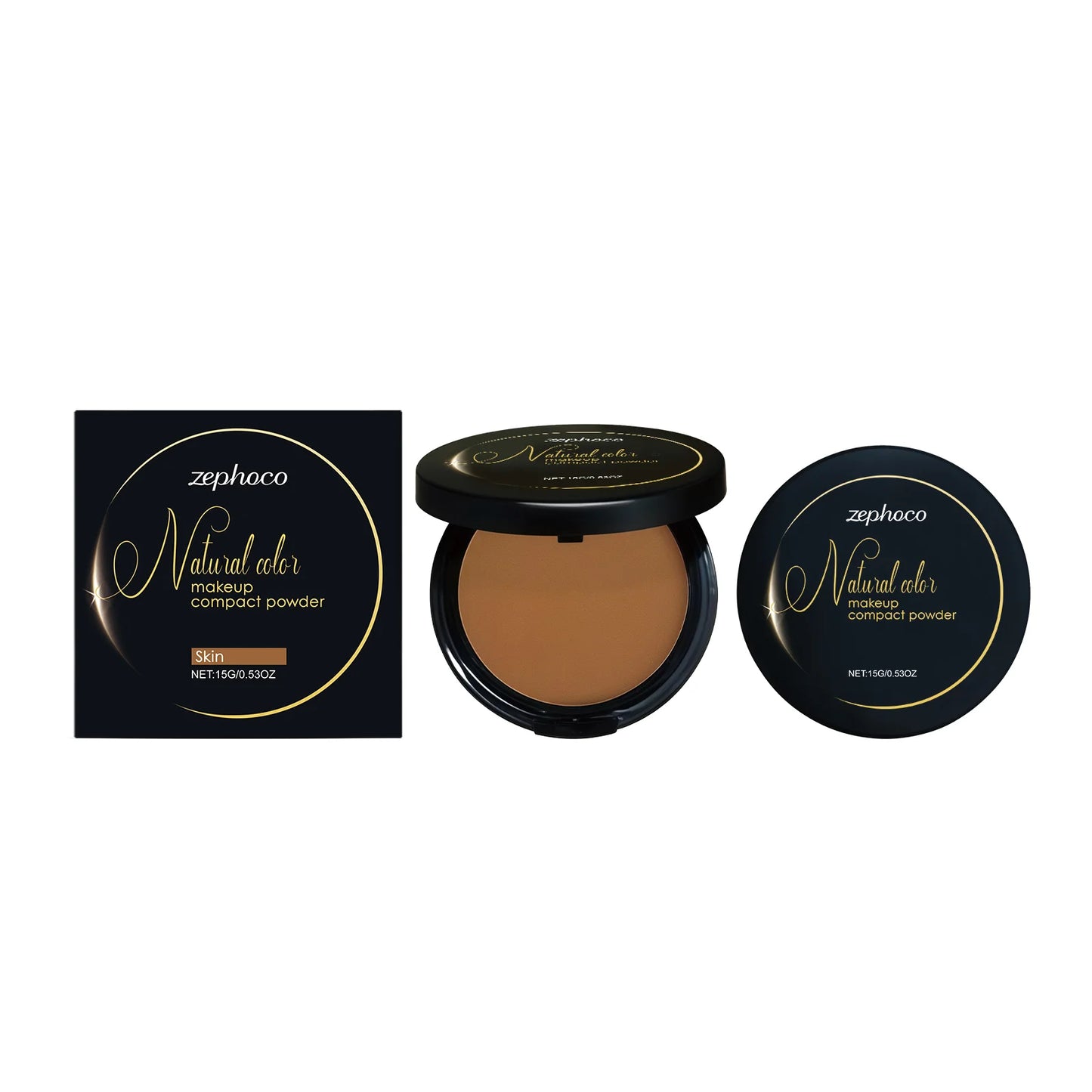 Oil Control Pressed Powder Matte Setting Long Lasting Three-Color Foundation Powder Dark Skin Natural Makeup Compact Powder