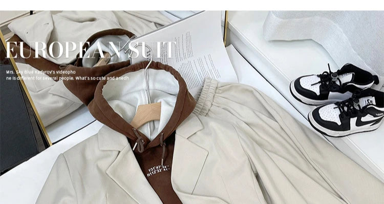 Boys Woolen Suit Set Autumn Winter Thicken Warm Casual Blazers Trousers Two-piece Children White Wedding Outfits 2 To 12 Years