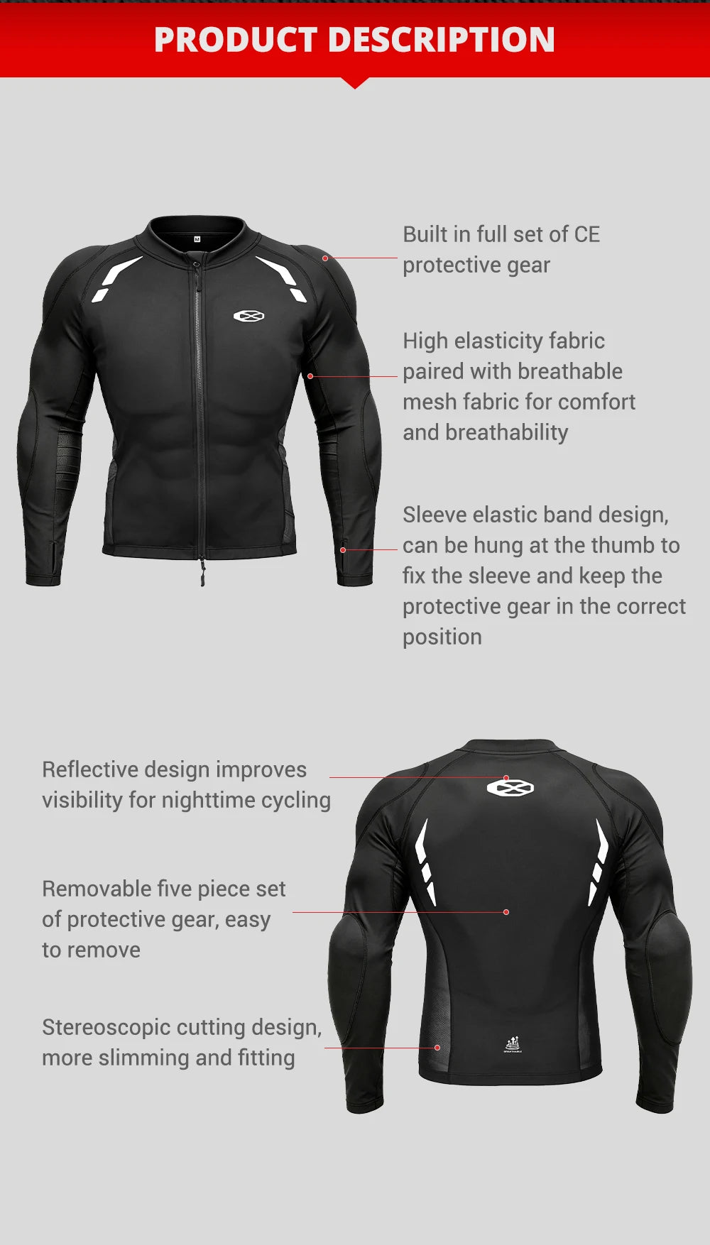 Men's Motorcycle Jacket Breathable Motorbike Riding Jackets Built-in Protective Gear Four Seasons Motocross Clothing Anti-fall