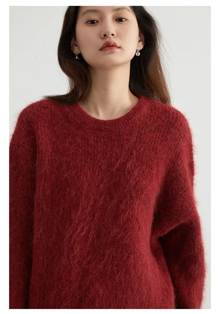 CHIC VEN Women Sweater Long Sleeve Pullover Solid Loose O Neck Soft Alpaca Female Tops Woman Knitwear Jumpers Spring Autumn 2024