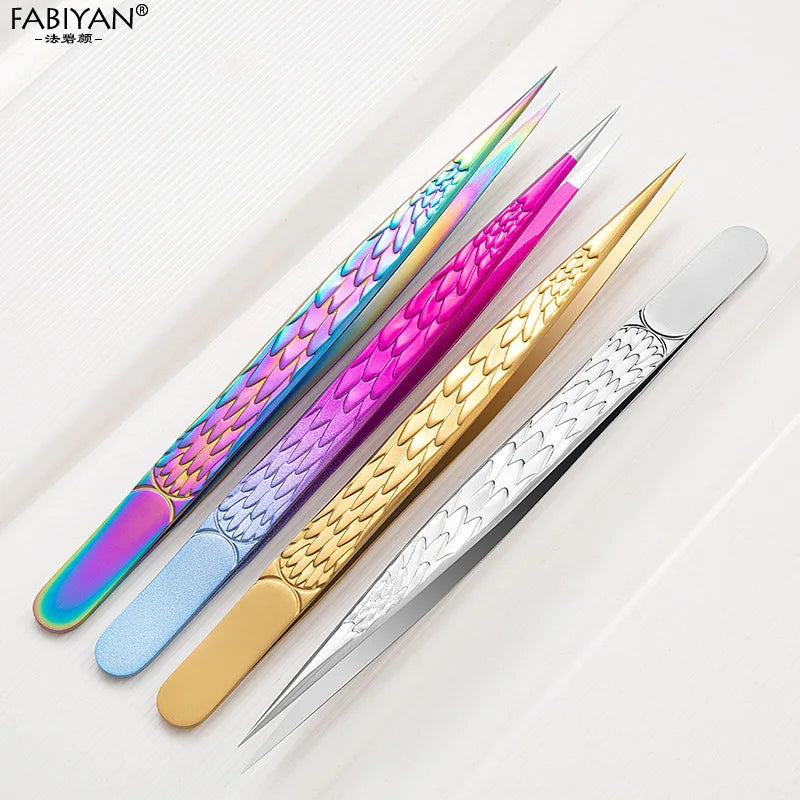 Straight False Eyelash Tweezers Stainless Steel High Precision Anti-static Eyelash Extension Tweezer Makeup Tool