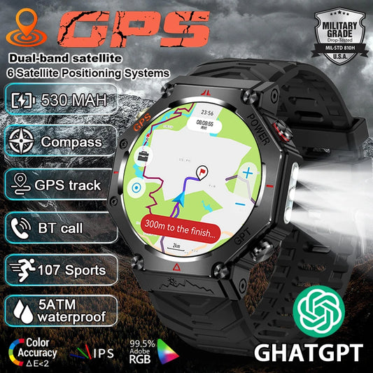 2025 New ChatGPT AI assistant Smart Watch 5ATM Waterproof GPS Built-in Dual-band GNSS Compass Sport Smartwatch Men Woman
