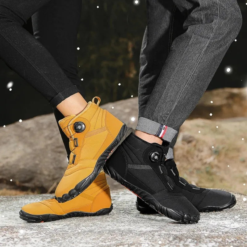 Winter Unisex Boots Plush Warm Snow Boots Comfortable Wide Toe Barefoot Shoes Winter High-top Casual Sneakers Botas Para Hombre