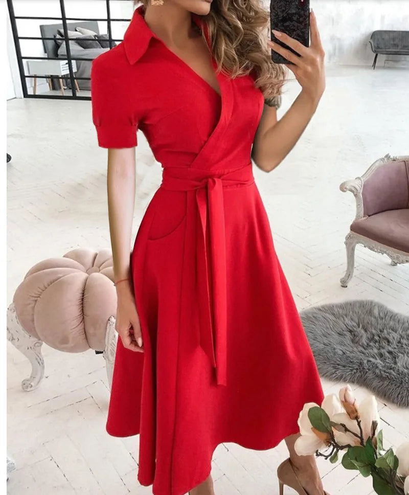 spring and summer fashion long-sleeved V-neck print bag buttock dress women's dress