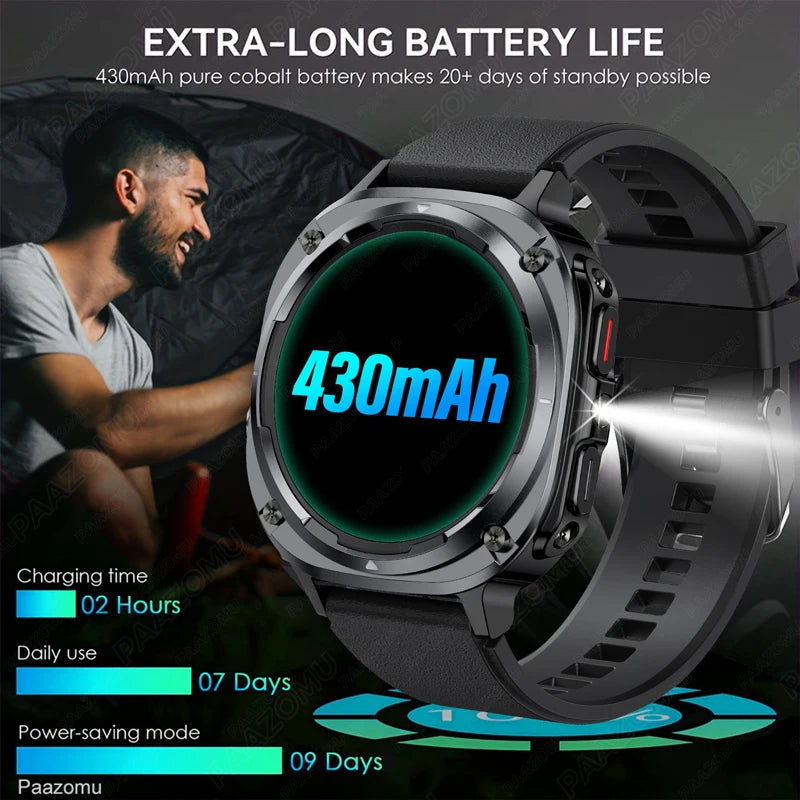 NEW Watch 7 Ultra Smart Watches IP68 Waterproof Bluetooth Call Heart Rate LED Flashlight Outdoor Smartwatch for Android iOS