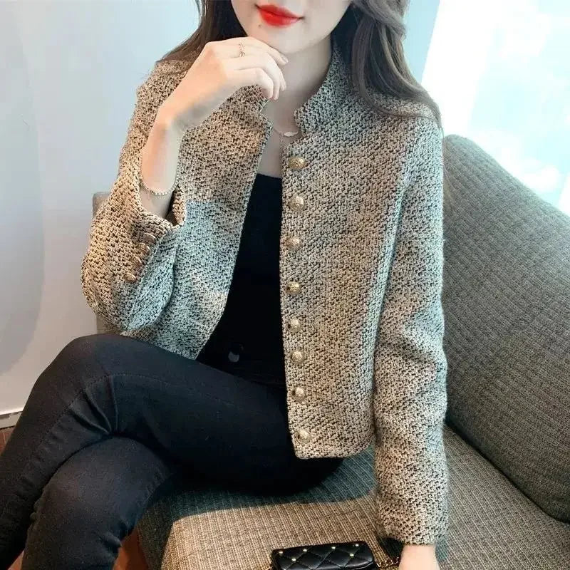 Ladies Jackets Plain Short Women's Tweed Wool & Blends Coat Half Novelty Medium New In High Quality Single Fashion 2025 Hot