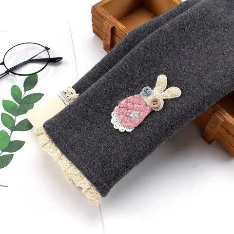 Girls Thermal Leggings Autumn Winter Kids Cute Rabbit Simplicity Tight Warm Trousers Baby Children Skinny Pants Casual Bottoms