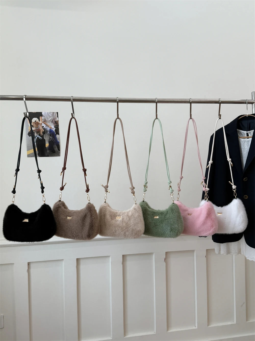 MOODS Soft Plush Crossbody Bags For Women 2025 Winter Warm Latest Luxury Designer Handbags Casual Street Shoulder Hobo Bag Lady