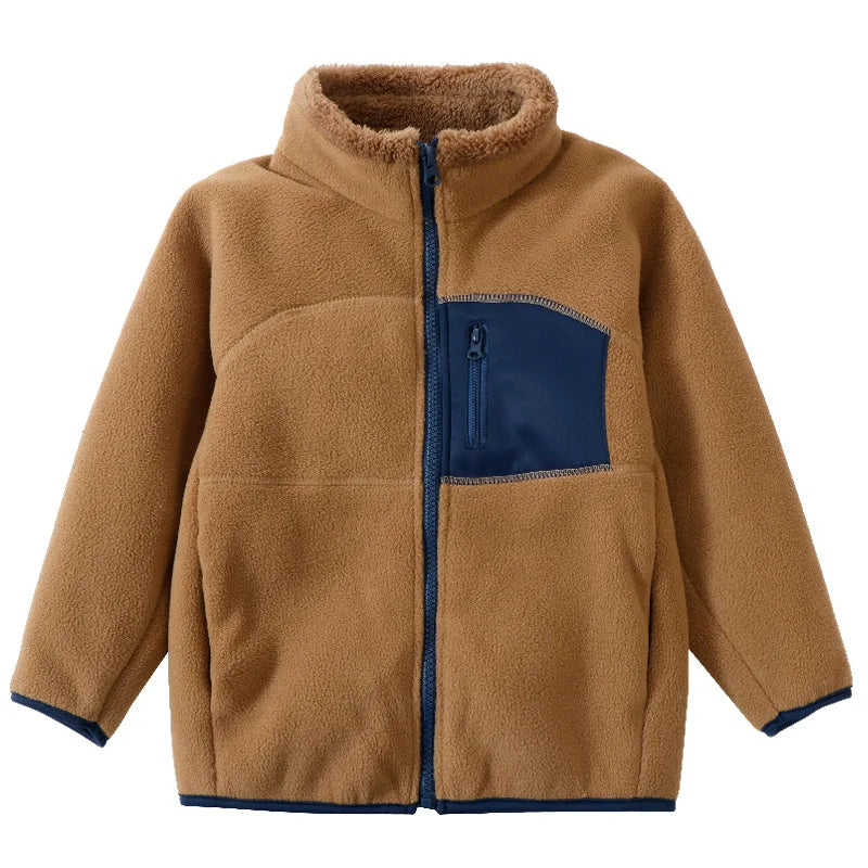 Children's Fall Winter Jacket Fleece Thick Teenage Boys Girls Outerwear Warm Windproof Soft Cozy Fur Coats for Kids 4-18 Years