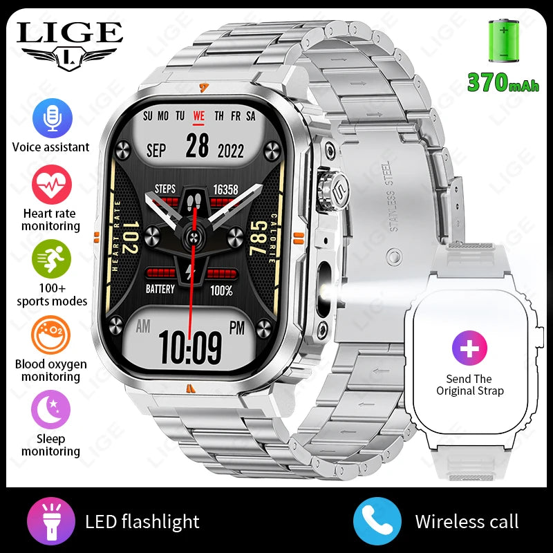 LIGE New Smart Watch For Men Women 2.01" HD Display Health Monitor Sport Fitness Watches AI Voice Bluetooth Call Smartwatch Men