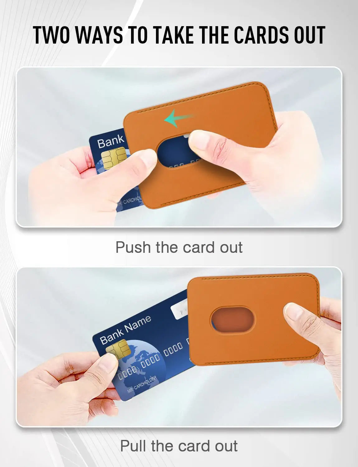 Magnetic Leather Card Sleeve Card holder for Phone 17 16 15 14 13 12, Men & Women Adhesive Back Case, Portable Card Pocket Cover