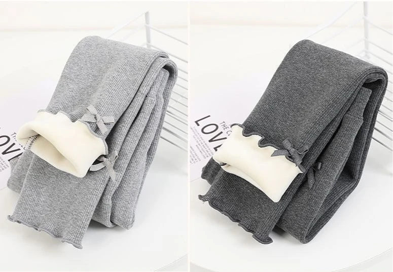 Autumn Winter Sweet Girls Legging Pants Kids Thick Warm Trousers Winter Warm Plush Trousers Elastic Waist Leggings Kids Pants