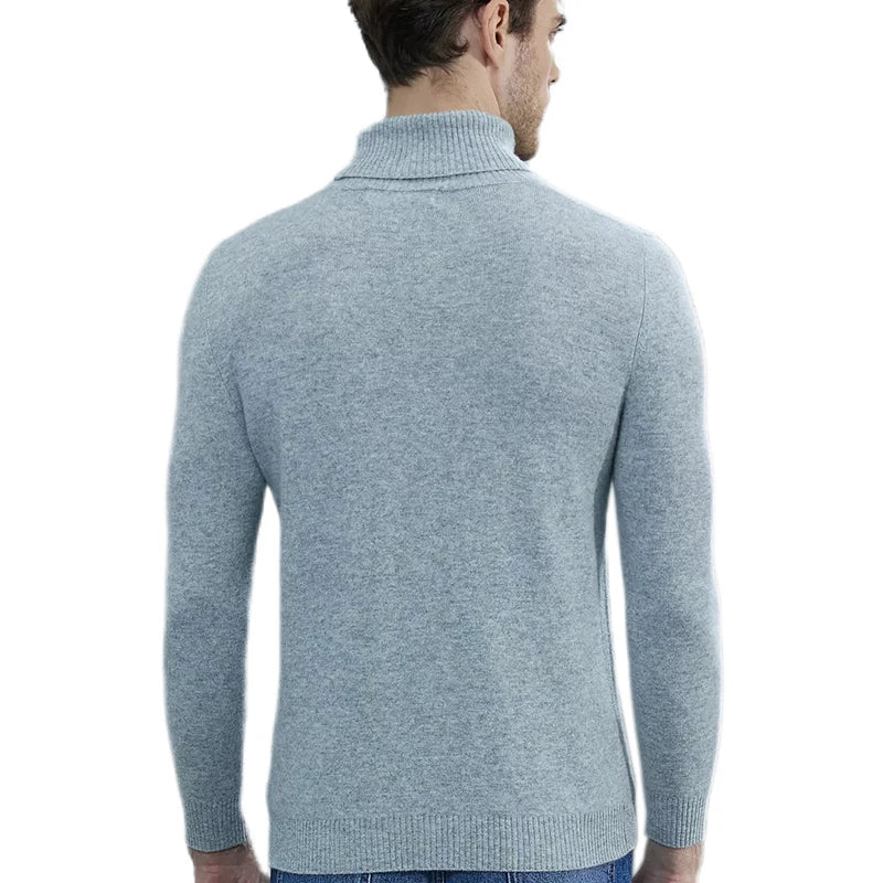 Men Knitted Sweaters Cashmere Sweater 100% Merino Wool Turtleneck Long-Sleeve Thick Pullover Winter Autumn Male Jumpers Clothing