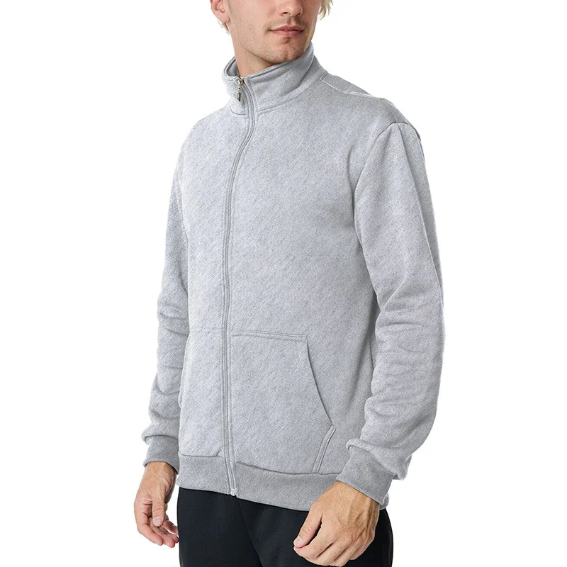 Men's Thermal Fleece Jacket Cozy Wind Resistant Full Zip Coat with Pockets Ideal for Outdoor Workouts and Hiking