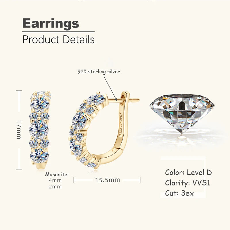 OXTAO With Certified Jewelry Sets Wholesale Sparkling Moissanite Diamond Necklaces&Earring Luxury Gift Real 925 Sliver for Women