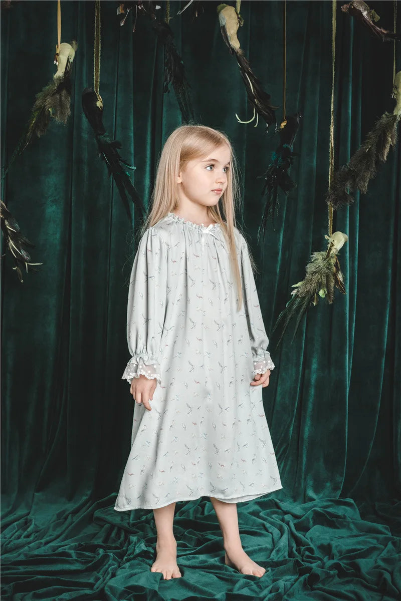 Pajamas Dress for Baby Girls Summer Children Floral Printed Soft Loose Night Dresses Princess Girl Nightgown Lady Sleepwear